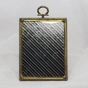 Antique Brass Ornate Standing Picture Frame With Velvet Backing & Easel Stand